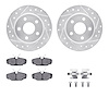 7312-54087 Drilled/Slotted Brake Rotor with 3000-Series Ceramic Brake Pads Kit & Hardware [Silver], 1993-2005 Ford/Lincoln/Mercu - image 1
