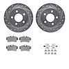 7312-54090 Drilled/Slotted Brake Rotor with 3000-Series Ceramic Brake Pads Kit & Hardware [Silver], 1994-2004 Ford/Lincoln/Mercu - image 1