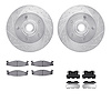 7312-54093 Drilled/Slotted Brake Rotor with 3000-Series Ceramic Brake Pads Kit & Hardware [Silver], 1994-2003 Ford/Lincoln/Mercu - image 1