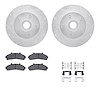 7312-54100 Drilled/Slotted Brake Rotor with 3000-Series Ceramic Brake Pads Kit & Hardware [Silver], 1995-1997 Ford/Lincoln/Mercu - image 1
