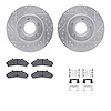 7312-54105 Drilled/Slotted Brake Rotor with 3000-Series Ceramic Brake Pads Kit & Hardware [Silver], 1995-1997 Ford/Lincoln/Mercu - image 1