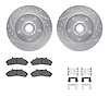 7312-54106 Drilled/Slotted Brake Rotor with 3000-Series Ceramic Brake Pads Kit & Hardware [Silver], 1998-2002 Ford/Lincoln/Mercu - image 1
