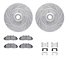 7312-54111 Drilled/Slotted Brake Rotor with 3000-Series Ceramic Brake Pads Kit & Hardware [Silver], 1997-1999 Ford/Lincoln/Mercu - image 1