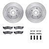 7312-54119 Drilled/Slotted Brake Rotor with 3000-Series Ceramic Brake Pads Kit & Hardware [Silver], 1999-2004 Ford/Lincoln/Mercu - image 1