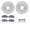 7312-54132 Drilled/Slotted Brake Rotor with 3000-Series Ceramic Brake Pads Kit & Hardware [Silver], 1999-2001 Ford/Lincoln/Mercu - image 1
