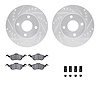 7312-54138 Drilled/Slotted Brake Rotor with 3000-Series Ceramic Brake Pads Kit & Hardware [Silver], 2000-2004 Ford/Lincoln/Mercu - image 1