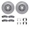 7312-54141 Drilled/Slotted Brake Rotor with 3000-Series Ceramic Brake Pads Kit & Hardware [Silver], 2003-2011 Ford/Lincoln/Mercu - image 1