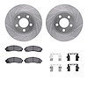7312-54142 Drilled/Slotted Brake Rotor with 3000-Series Ceramic Brake Pads Kit & Hardware [Silver], 2003-2011 Ford/Lincoln/Mercu - image 1