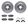 7312-54150 Drilled/Slotted Brake Rotor with 3000-Series Ceramic Brake Pads Kit & Hardware [Silver], 2003-2005 Jaguar, Position:  - image 1