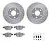 7312-54153 Drilled/Slotted Brake Rotor with 3000-Series Ceramic Brake Pads Kit & Hardware [Silver], 2010-2013 Ford/Lincoln/Mercu - image 1