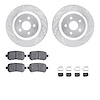 7312-54163 Drilled/Slotted Brake Rotor with 3000-Series Ceramic Brake Pads Kit & Hardware [Silver], 2004-2007 Ford/Lincoln/Mercu - image 1