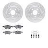 7312-54172 Drilled/Slotted Brake Rotor with 3000-Series Ceramic Brake Pads Kit & Hardware [Silver], 2009-2012 Ford/Lincoln/Mercu - image 1