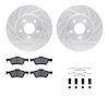 7312-54174 Drilled/Slotted Brake Rotor with 3000-Series Ceramic Brake Pads Kit & Hardware [Silver], 2009-2012 Ford/Lincoln/Mercu - image 1