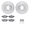 7312-54179 Drilled/Slotted Brake Rotor with 3000-Series Ceramic Brake Pads Kit & Hardware [Silver], 2013-2018 Ford/Lincoln/Mercu - image 1