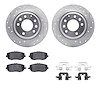 7312-54187 Drilled/Slotted Brake Rotor with 3000-Series Ceramic Brake Pads Kit & Hardware [Silver], 2006-2015 Ford/Lincoln/Mercu - image 1