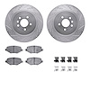 7312-54194 Drilled/Slotted Brake Rotor with 3000-Series Ceramic Brake Pads Kit & Hardware [Silver], 2013-2016 Ford/Lincoln/Mercu - image 1