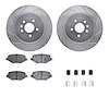 7312-54196 Drilled/Slotted Brake Rotor with 3000-Series Ceramic Brake Pads Kit & Hardware [Silver], 2017-2019 Ford/Lincoln/Mercu - image 1