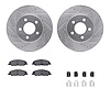 7312-54198 Drilled/Slotted Brake Rotor with 3000-Series Ceramic Brake Pads Kit & Hardware [Silver], 2005-2010 Ford/Lincoln/Mercu - image 1