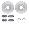 7312-54201 Drilled/Slotted Brake Rotor with 3000-Series Ceramic Brake Pads Kit & Hardware [Silver], 2005-2014 Ford/Lincoln/Mercu - image 1