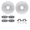 7312-54205 Drilled/Slotted Brake Rotor with 3000-Series Ceramic Brake Pads Kit & Hardware [Silver], 2012-2014 Ford/Lincoln/Mercu - image 1