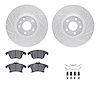 7312-54216 Drilled/Slotted Brake Rotor with 3000-Series Ceramic Brake Pads Kit & Hardware [Silver], 2013-2020 Ford/Lincoln/Mercu - image 1