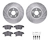 7312-54218 Drilled/Slotted Brake Rotor with 3000-Series Ceramic Brake Pads Kit & Hardware [Silver], 2017-2020 Ford/Lincoln/Mercu - image 1