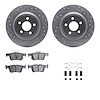 7312-55009 Drilled/Slotted Brake Rotor with 3000-Series Ceramic Brake Pads Kit & Hardware [Silver], Fits Select Ford/Lincoln/Mer - image 1
