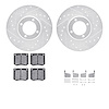 7312-56011 Drilled/Slotted Brake Rotor with 3000-Series Ceramic Brake Pads Kit & Hardware [Silver], 1970-1977 Ford/Lincoln/Mercu