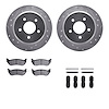 7312-56023 Drilled/Slotted Brake Rotor with 3000-Series Ceramic Brake Pads Kit & Hardware [Silver], 1996-2002 Ford/Lincoln/Mercu - image 1
