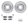 7312-56030 Drilled/Slotted Brake Rotor with 3000-Series Ceramic Brake Pads Kit & Hardware [Silver], 1998-2002 Ford/Lincoln/Mercu - image 1