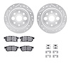 7312-58001 Drilled/Slotted Brake Rotor with 3000-Series Ceramic Brake Pads Kit & Hardware [Silver], 1986-1989 Acura/Honda, Posit - image 1
