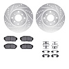 7312-58003 Drilled/Slotted Brake Rotor with 3000-Series Ceramic Brake Pads Kit & Hardware [Silver], 1987-1990 Acura/Honda, Posit - image 1