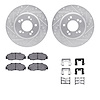 7312-58004 Drilled/Slotted Brake Rotor with 3000-Series Ceramic Brake Pads Kit & Hardware [Silver], 1991-1996 Acura/Honda, Posit - image 1