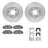 7312-58005 Drilled/Slotted Brake Rotor with 3000-Series Ceramic Brake Pads Kit & Hardware [Silver], 1993-1995 Acura/Honda, Posit - image 1