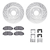 7312-58006 Drilled/Slotted Brake Rotor with 3000-Series Ceramic Brake Pads Kit & Hardware [Silver], 1997-2005 Acura/Honda, Posit - image 1