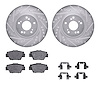 7312-58009 Drilled/Slotted Brake Rotor with 3000-Series Ceramic Brake Pads Kit & Hardware [Silver], 1997-2005 Acura/Honda, Posit - image 1