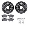 7312-58010 Drilled/Slotted Brake Rotor with 3000-Series Ceramic Brake Pads Kit & Hardware [Silver], 1999-2003 Acura/Honda, Posit - image 1