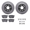 7312-58011 Drilled/Slotted Brake Rotor with 3000-Series Ceramic Brake Pads Kit & Hardware [Silver], 2001-2003 Acura/Honda, Posit - image 1
