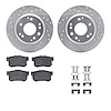 7312-58013 Drilled/Slotted Brake Rotor with 3000-Series Ceramic Brake Pads Kit & Hardware [Silver], 1999-2001 Acura/Honda, Posit - image 1