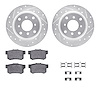 7312-58015 Drilled/Slotted Brake Rotor with 3000-Series Ceramic Brake Pads Kit & Hardware [Silver], 1987-1990 Acura/Honda, Posit - image 1