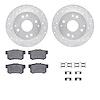7312-58016 Drilled/Slotted Brake Rotor with 3000-Series Ceramic Brake Pads Kit & Hardware [Silver], 1992-1994 Acura/Honda, Posit