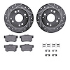 7312-58017 Drilled/Slotted Brake Rotor with 3000-Series Ceramic Brake Pads Kit & Hardware [Silver], 1995-1998 Acura/Honda, Posit - image 1