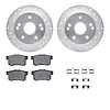 7312-58018 Drilled/Slotted Brake Rotor with 3000-Series Ceramic Brake Pads Kit & Hardware [Silver], 1996-1998 Acura/Honda, Posit - image 1