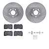 7312-58019 Drilled/Slotted Brake Rotor with 3000-Series Ceramic Brake Pads Kit & Hardware [Silver], 2004-2008 Acura/Honda, Posit - image 1