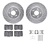 7312-58021 Drilled/Slotted Brake Rotor with 3000-Series Ceramic Brake Pads Kit & Hardware [Silver], 2005-2012 Acura/Honda, Posit - image 1