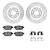 7312-58022 Drilled/Slotted Brake Rotor with 3000-Series Ceramic Brake Pads Kit & Hardware [Silver], 2009-2014 Acura/Honda, Posit - image 1