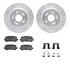 7312-58028 Drilled/Slotted Brake Rotor with 3000-Series Ceramic Brake Pads Kit & Hardware [Silver], 2014-2020 Acura/Honda, Posit - image 1