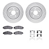 7312-58031 Drilled/Slotted Brake Rotor with 3000-Series Ceramic Brake Pads Kit & Hardware [Silver], 2017-2020 Acura/Honda, Posit - image 1