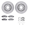 7312-58032 Drilled/Slotted Brake Rotor with 3000-Series Ceramic Brake Pads Kit & Hardware [Silver], 2014-2016 Acura/Honda, Posit - image 1