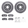 7312-58033 Drilled/Slotted Brake Rotor with 3000-Series Ceramic Brake Pads Kit & Hardware [Silver], 2014-2016 Acura/Honda, Posit - image 1